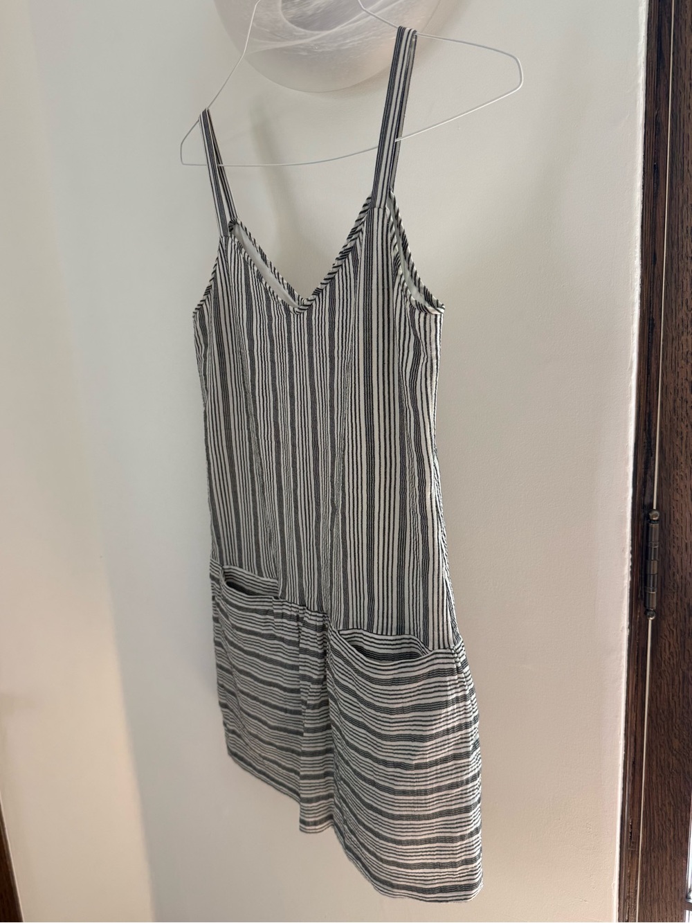 Theory Black and White Vertical Stripe Sleeveless Dress